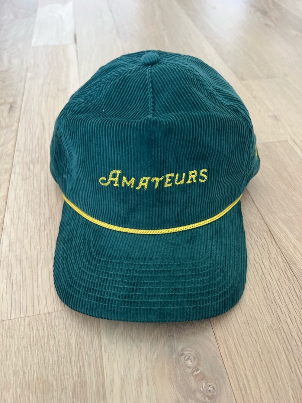 Bad Birdie NWOT Amateurs Green Corduroy Hat with Yellow Embroidery